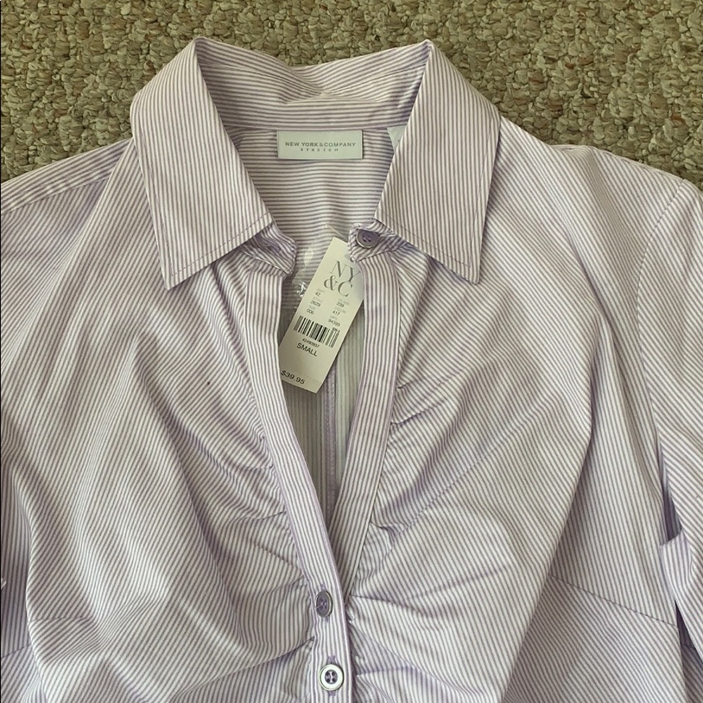 NY & Co Lavender Striped Button Shirt, Size S,NWT - Picture 2 of 4
